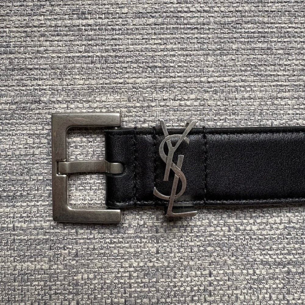 SAINT LAURENT CASSANDRE VADIM BELT IN BLACK SMOOTH LEATHER - Picture 3 of 10